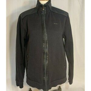 Calvin Klein Women's Small Black Moto Motorcycle Full Zip Jacket (w/Leather)